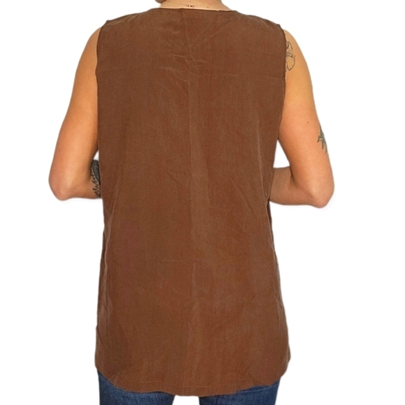 Apostrophe Silk Button Up Blouse Medium Brown - Picture 3 of 3